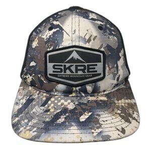 SKRE Trucker Hat Gray Black Camo One Size Mountain Gear Snapback Hunting Outdoor
